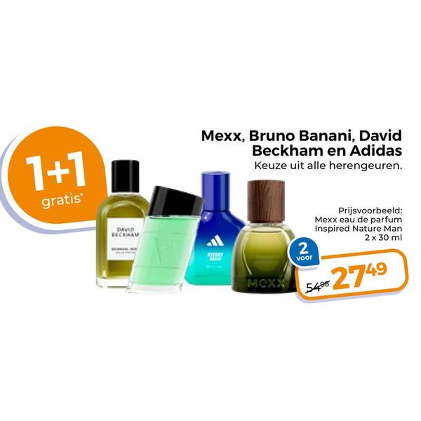 Mexx, Bruno Banani, David Beckham en Adidas herengeuren