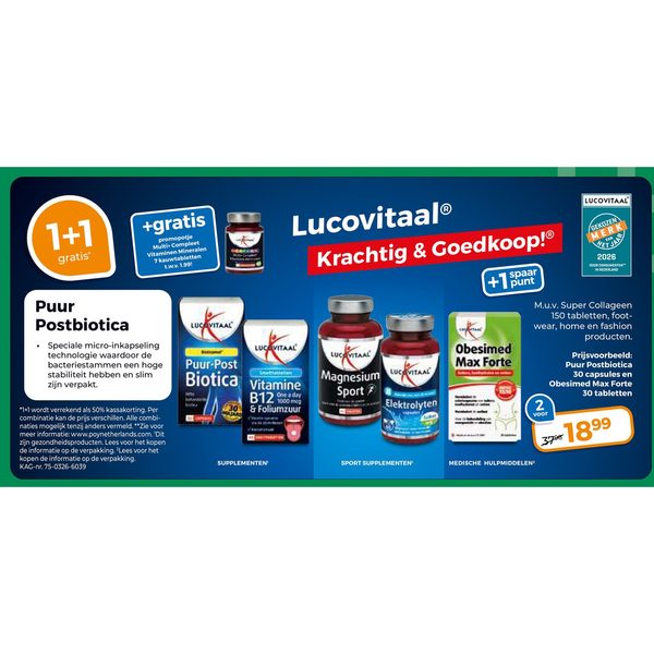 Lucovitaal (o.a. Puur Postbiotica, Obesimed Max Forte)