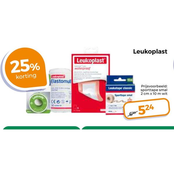 Leukoplast sporttape smal 2 cm x 10 m wit