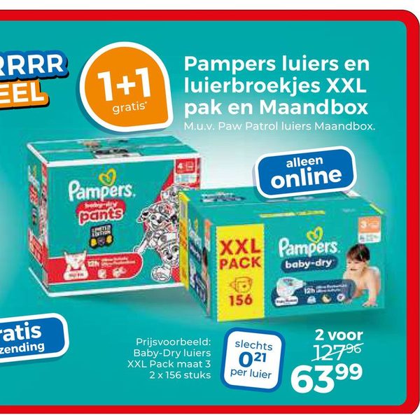 Pampers luiers en luierbroekjes XXL pak en Maandbox