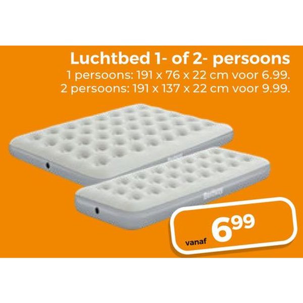 Luchtbed 1- of 2- persoons