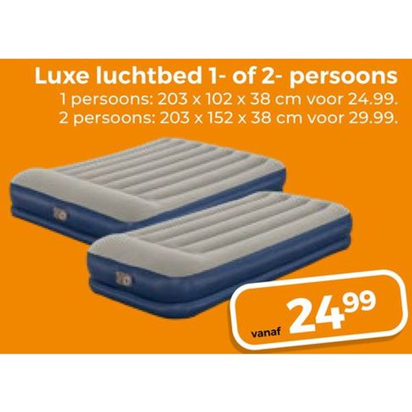 Luxe luchtbed 1- of 2- persoons