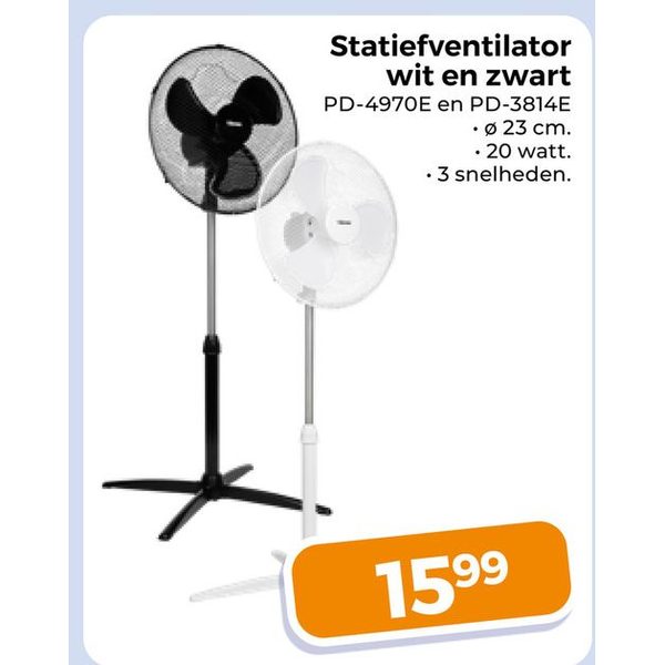 Statiefventilator wit en zwart