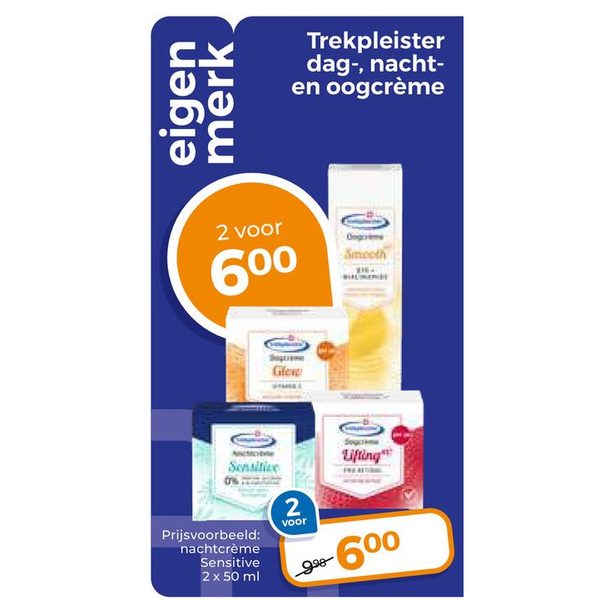Trekpleister dag-, nacht- en oogcrème