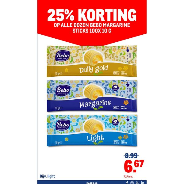 BEBO MARGARINE STICKS 100X 10 G