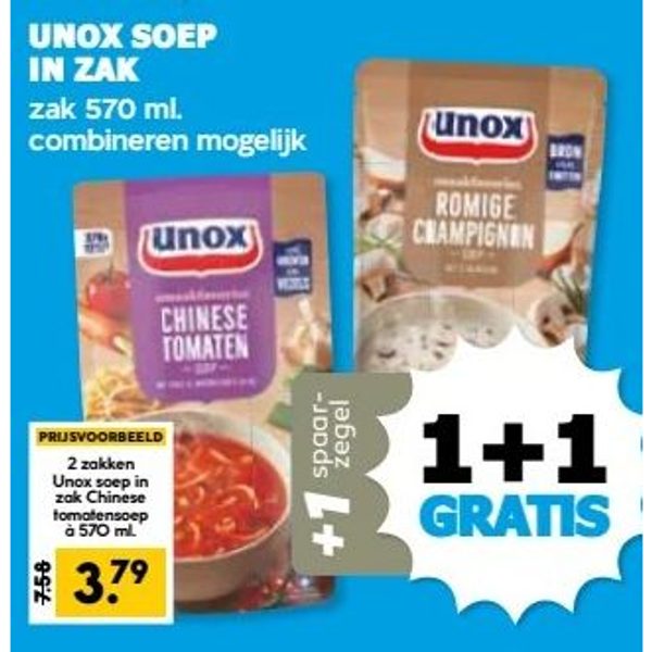 Unox soep in zak
