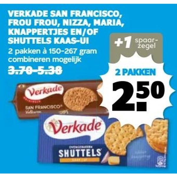 VERKADE SAN FRANCISCO, FROU FROU, NIZZA, MARIA, KNAPPERTJES EN/OF SHUTTELS KAAS-UI