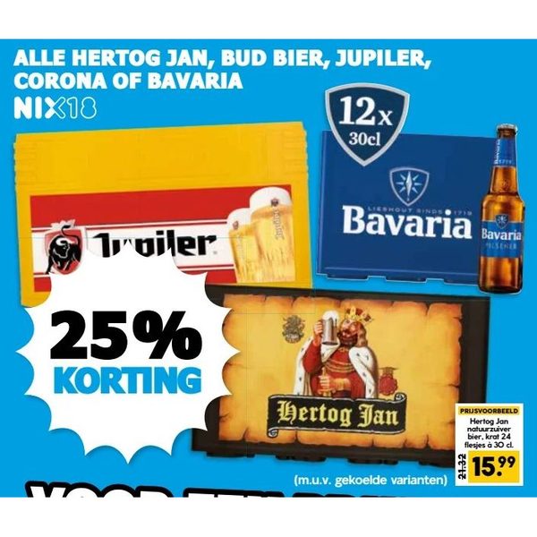 ALLE HERTOG JAN, BUD BIER, JUPILER, CORONA OF BAVARIA