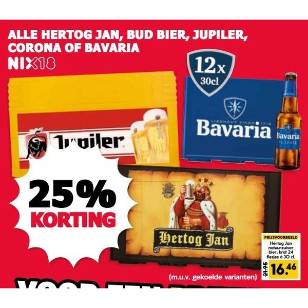 Alle Hertog Jan, Bud bier, Jupiler, Corona of Bavaria