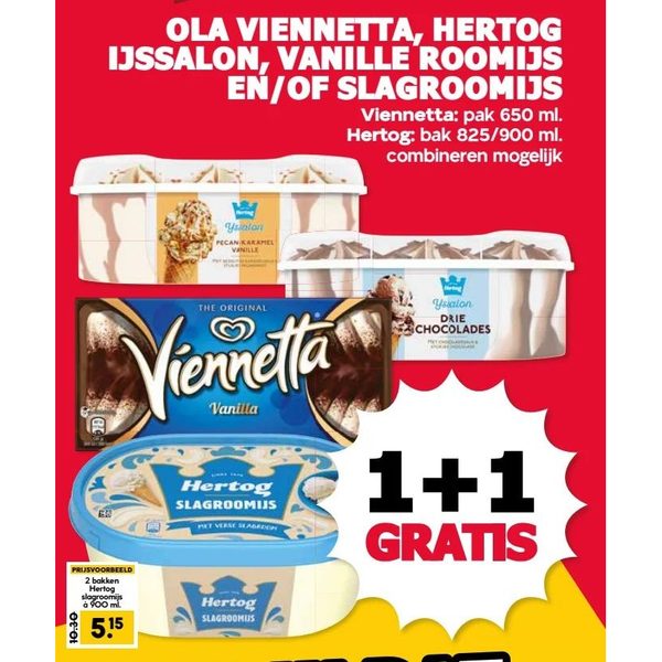 Ola Viennetta, Hertog IJssalon, Vanille of Slagroomijs