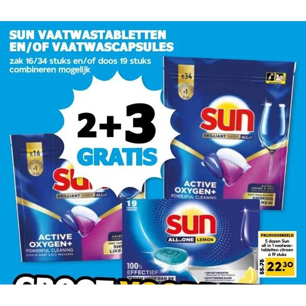 Sun vaatwastabletten en/of vaatwascapsules