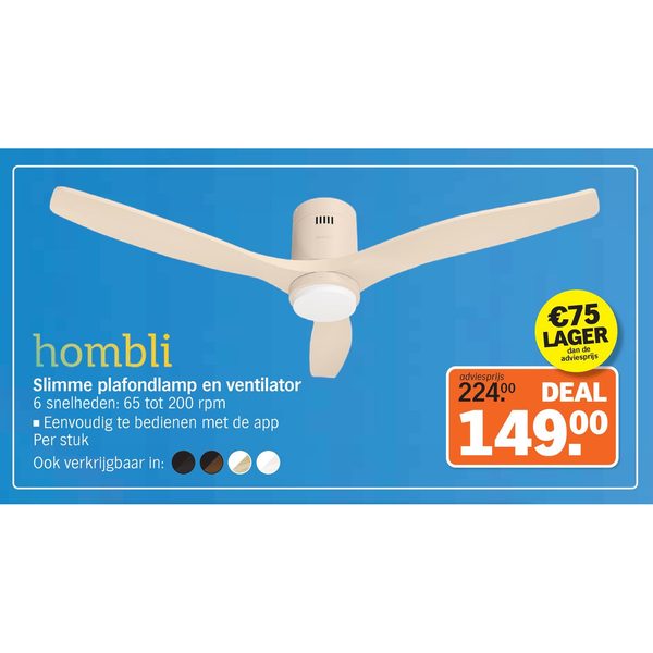 hombli Slimme plafondlamp en ventilator