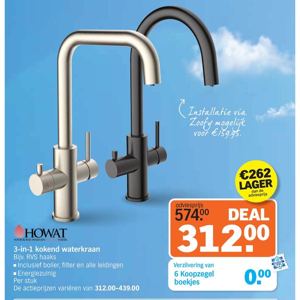 HOWAT 3-in-1 kokend waterkraan