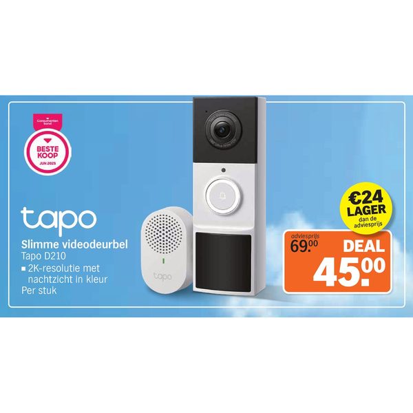 Slimme videodeurbel Tapo D210