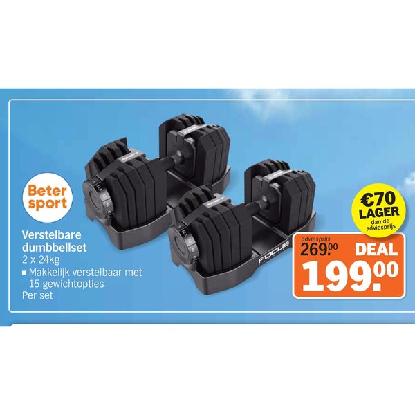 Verstelbare dumbbellset 2 x 24kg