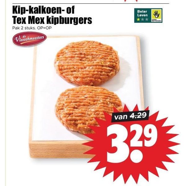 Kip-kalkoen- of Tex Mex kipburgers