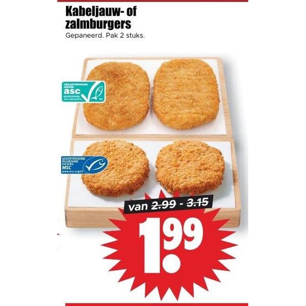 Kabeljauw- of zalmburgers