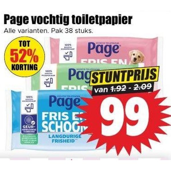 Page vochtig toiletpapier