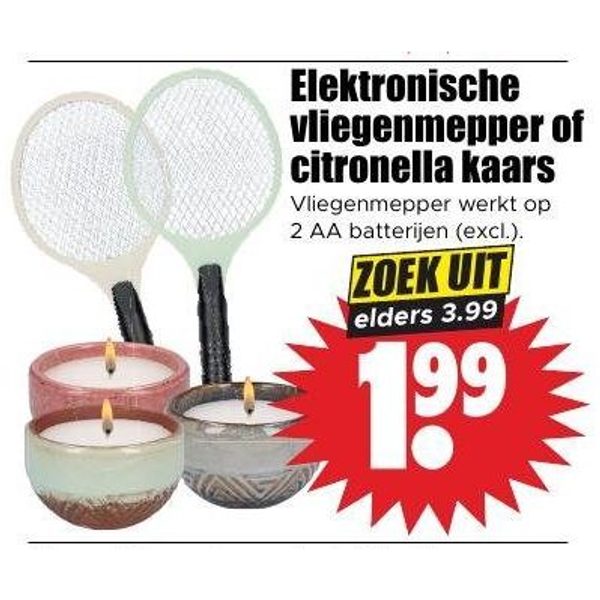 Elektronische vliegenmepper of citronella kaars