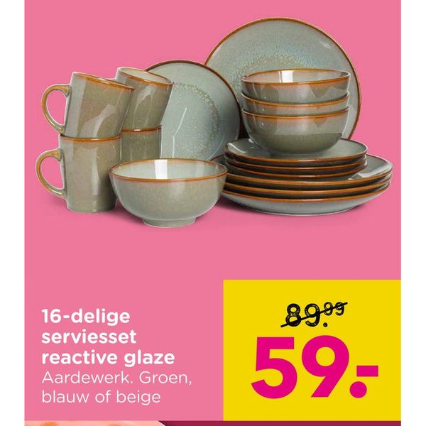 16-delige serviesset reactive glaze