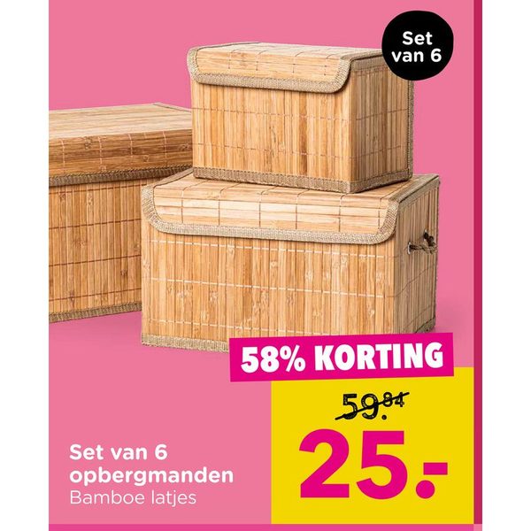 Set van 6 opbergmanden